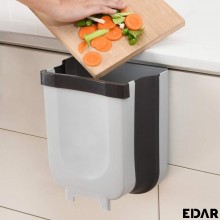 Cos EDAR De Gunoi Suspendat, Pliabil, Material Plastic/Silicon, Pentru Usa, Dulap, Diametru 28 x 24.5 cm, Alb/Negru