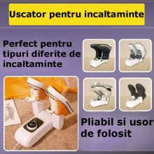 Uscator SIKS Inteligent Pentru Incaltaminte, Electric, Termostat Inteligent, Pliabil, Telescopic, Aer cald 360°, Oprire autom...
