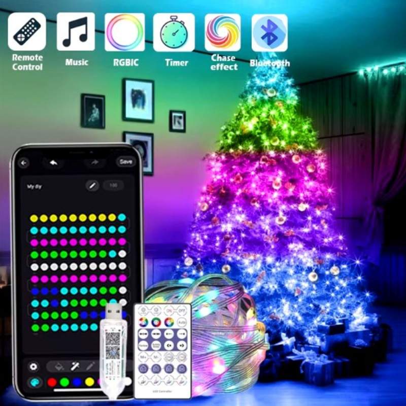 Instalatie De Craciun Smart RGB Wi-Fi SIKS, Pentru Brad, Fir de 20 Metri Cu Conectare Bluetooth, 220 Led, Aplicatie Mobil, Co... Instalatie De Craciun Smart RGB Wi-Fi SIKS, Pentru Brad, Fir de 20 Metri Cu Conectare Bluetooth, 220 Led, Aplicatie Mobil, Co...