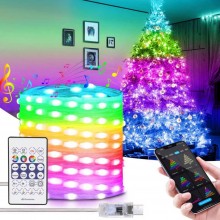 Instalatie De Craciun Smart RGB Wi-Fi SIKS, Pentru Brad, Fir de 20 Metri Cu Conectare Bluetooth, 220 Led, Aplicatie Mobil, Co...