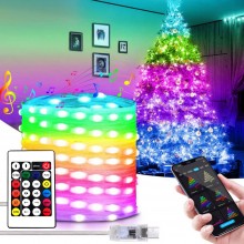 Instalatie De Craciun Smart RGB Wi-Fi SIKS, Pentru Brad, Fir de 10 Metri Cu Conectare Bluetooth, 110 Led, Aplicatie Mobil, Co...