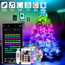 Instalatie De Craciun Smart RGB Wi-Fi SIKS, Pentru Brad, Fir de 10 Metri Cu Conectare Bluetooth, 110 Led, Aplicatie Mobil, Co...