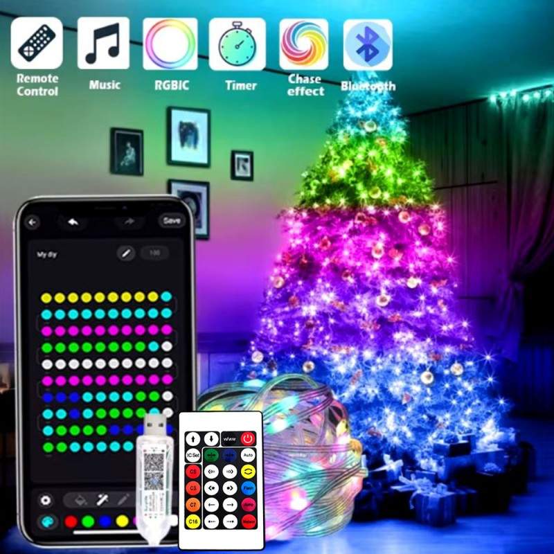 Instalatie De Craciun Smart RGB Wi-Fi SIKS, Pentru Brad, Fir de 10 Metri Cu Conectare Bluetooth, 110 Led, Aplicatie Mobil, Co... Instalatie De Craciun Smart RGB Wi-Fi SIKS, Pentru Brad, Fir de 10 Metri Cu Conectare Bluetooth, 110 Led, Aplicatie Mobil, Co...