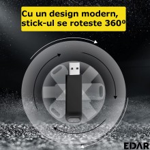 Stick EDAR Memorie Din Metal 4 In 1, Capacitate 128 GB, Cu USB 3.0, Type-C, USB C Si Lightning, Rotativ 360⁰, Waterproof, Com...