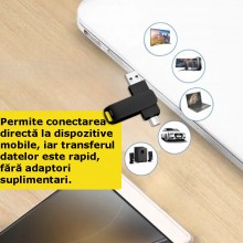 Stick EDAR Memorie Din Metal 4 In 1, Capacitate 128 GB, Cu USB 3.0, Type-C, USB C Si Lightning, Rotativ 360⁰, Waterproof, Com... Stick EDAR Memorie Din Metal 4 In 1, Capacitate 128 GB, Cu USB 3.0, Type-C, USB C Si Lightning, Rotativ 360⁰, Waterproof, Com...