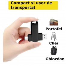 Stick EDAR Memorie Din Metal 4 In 1, Capacitate 128 GB, Cu USB 3.0, Type-C, USB C Si Lightning, Rotativ 360⁰, Waterproof, Com... Stick EDAR Memorie Din Metal 4 In 1, Capacitate 128 GB, Cu USB 3.0, Type-C, USB C Si Lightning, Rotativ 360⁰, Waterproof, Com...