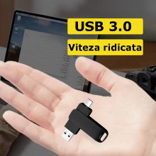 Stick EDAR Memorie Din Metal 4 In 1, Capacitate 256 GB, Cu USB 3.0, Type-C, USB C Si Lightning, Rotativ 360⁰, Waterproof, Com... Stick EDAR Memorie Din Metal 4 In 1, Capacitate 256 GB, Cu USB 3.0, Type-C, USB C Si Lightning, Rotativ 360⁰, Waterproof, Com...