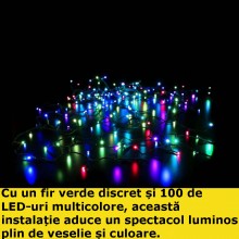 Instalatie EDAR de Craciun Muzicala, Fir Verde, Tip Sir, 100 LED, Lungime 10m, Interior/Exterior, Interconectabila, Alimentar... Instalatie EDAR de Craciun Muzicala, Fir Verde, Tip Sir, 100 LED, Lungime 10m, Interior/Exterior, Interconectabila, Alimentar...