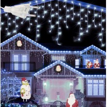 Instalatie De Craciun EDAR Model Turturi, 25 m, 500 Led-uri, Cu 8 jocuri de lumini, Franjuri, Pentru Exterior/Interior, Inter...