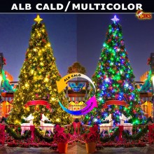 Instalatie Luminoasa De Craciun Liniara 2 in 1 SIKS Alb Cald Si Multicolora, 30 Metri, 150 Led-uri, Pentru Interior Si Exteri...