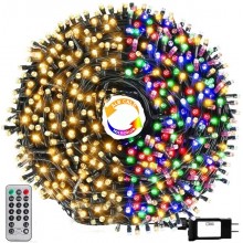 Instalatie Luminoasa De Craciun Liniara 2 in 1 SIKS Alb Cald Si Multicolora, 40 Metri, 200 Led-uri, Pentru Interior Si Exteri...