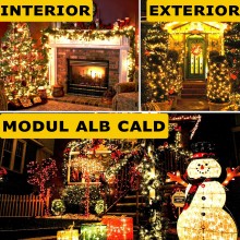 Instalatie Luminoasa De Craciun Liniara 2 in 1 SIKS Alb Cald Si Multicolora, 40 Metri, 200 Led-uri, Pentru Interior Si Exteri...