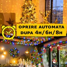 Instalatie Luminoasa De Craciun Liniara 2 in 1 SIKS Alb Cald Si Multicolora, 40 Metri, 200 Led-uri, Pentru Interior Si Exteri...