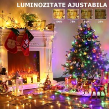 Instalatie EDAR Luminoasa De Craciun Liniara 2 in 1 Alb Cald Si Multicolora, Lungime 30m, 150 LED, Interior/Exterior, 11 Jocu...