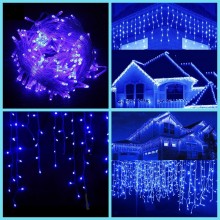 Instalatie De Craciun EDAR Model Turturi, 25 m, 500 Led-uri, Cu 8 jocuri de lumini, Franjuri, Pentru Exterior/Interior, Inter...