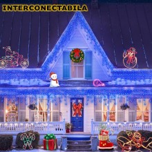 Ghirlanda Luminoasa Tip Franjuri EDAR, Instalatie De Craciun Perdea Pentru Exterior/Interior, 25m, 500 Leduri, Fir Alb, Flash...