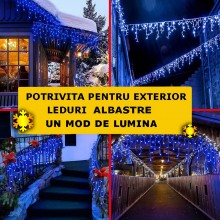 Ghirlanda Luminoasa Tip Franjuri EDAR, Instalatie De Craciun Perdea Pentru Exterior/Interior, 25m, 500 Leduri, Fir Alb, Flash...