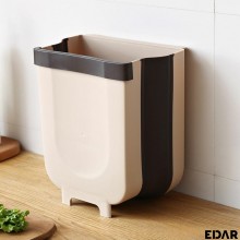 Cos EDAR De Gunoi Suspendat, Pliabil, Material Plastic/Silicon, Pentru Usa, Dulap, Diametru 28 x 24.5 cm, Maro/Negru