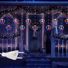 Instalatie De Craciun EDAR Tip Perdea Luminoasa Cu 10 Figurine Si 10 Inele Luminaose, 8 jocuri De Lumini, Interconectabila, L...