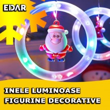 Instalatie De Craciun EDAR Tip Perdea Luminoasa Cu 10 Figurine Si 10 Inele Luminaose, 8 jocuri De Lumini, Interconectabila, L...
