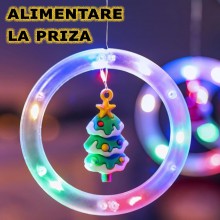 Instalatie De Craciun EDAR Tip Perdea Luminoasa Cu 10 Figurine Si 10 Inele Luminaose, 8 jocuri De Lumini, Interconectabila, L...