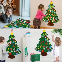 Set Brad De Craciun SIKS Din Fetru Si Ornamente, Pentru Copii, In 2 Culori, 30 Decoratiuni Si Banda Led Inclusa, 98 x 70 cm, ...