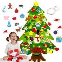 Brad De Craciun Din Fetru EDAR, 30 Decoratiuni Cu Prindere Arici Incluse, Instalatie Luminoasa, Multicolor