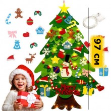 Brad De Craciun Din Fetru EDAR, 30 Decoratiuni Cu Prindere Arici Incluse, Instalatie Luminoasa, Multicolor