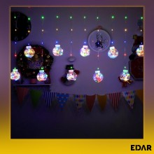 Instalatie Luminoasa Perdea De Craciun EDAR, Globuri Cu Decor De Iarna, 8 Moduri De Lumina, Interconectabila, Lungime 3 Metri...