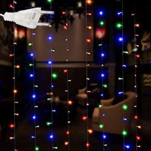 Plasa cu Lumini EDAR Tip Instalatie de Craciun, Lungime 8 m x Inaltime 50 Cm, Multicolora, Fir Alb, 8 Moduri de Iluminare, In...