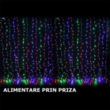 Plasa cu Lumini EDAR Tip Instalatie de Craciun, Lungime 8 m x Inaltime 50 Cm, Multicolora, Fir Alb, 8 Moduri de Iluminare, In...