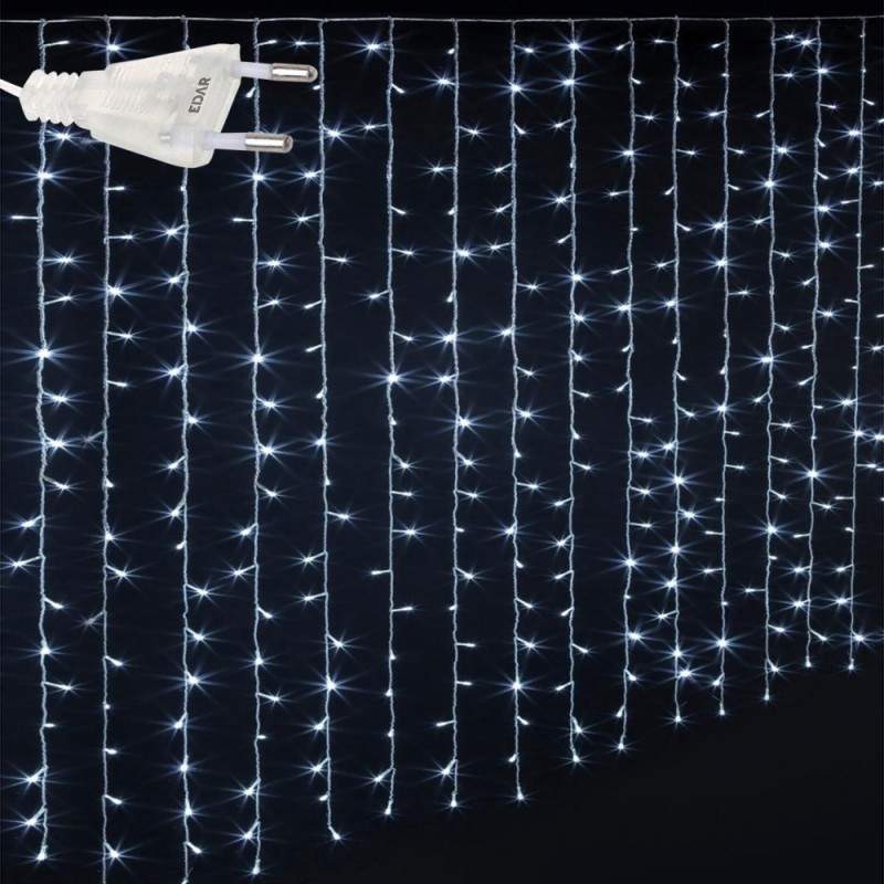 Perdea cu Lumini de Craciun EDAR, Lungime 8 m x Inaltime 50 cm, Alb Rece, Fir Alb, 8 Moduri de Iluminare, Interconectabila, c... Perdea cu Lumini de Craciun EDAR, Lungime 8 m x Inaltime 50 cm, Alb Rece, Fir Alb, 8 Moduri de Iluminare, Interconectabila, c...