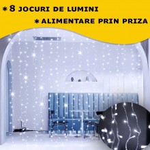 Perdea cu Lumini de Craciun EDAR, Lungime 8 m x Inaltime 50 cm, Alb Rece, Fir Alb, 8 Moduri de Iluminare, Interconectabila, c... Perdea cu Lumini de Craciun EDAR, Lungime 8 m x Inaltime 50 cm, Alb Rece, Fir Alb, 8 Moduri de Iluminare, Interconectabila, c...