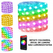 Instalatie De Craciun Smart EDAR, Multicolora, Control Din Aplicatie Telefon, Reglare Luminozitate, Mod De Lumina, Culoare, A...