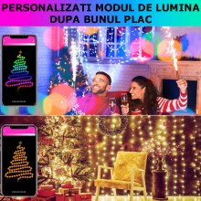Instalatie De Craciun Smart EDAR, Multicolora, Control Din Aplicatie Telefon, Reglare Luminozitate, Mod De Lumina, Culoare, A...