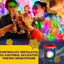 Instalatie De Craciun Smart EDAR, Multicolora, Control Din Aplicatie Telefon, Reglare Luminozitate, Mod De Lumina, Culoare, A...