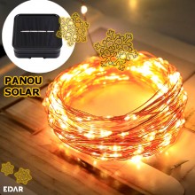 Instalatie De Craciun Cu Incarcare Solara EDAR, Fir Flexibil Din Cupru, Telecomanda, Pentru Exterior Sau Interior, Panou Sola...