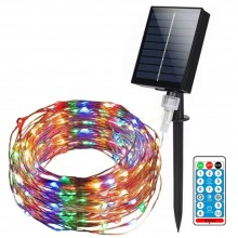 Instalatie De Craciun Cu Incarcare Solara EDAR, Fir Flexibil Din Cupru, Telecomanda, Pentru Exterior Sau Interior, Panou Sola...