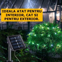 Instalatie De Craciun Cu Incarcare Solara EDAR, Fir Flexibil Din Cupru, Telecomanda, Pentru Exterior Sau Interior, Panou Sola...
