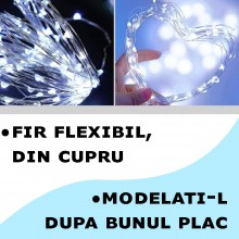 Instalatie De Craciun Cu Incarcare Solara EDAR, Fir Flexibil Din Cupru, Telecomanda, Pentru Exterior Sau Interior, Panou Sola...