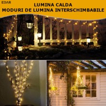 Instalatie De Craciun EDAR Cu Incarcare Solara, Tip Ghirlanda Luminoasa, Panou Solar Cu Tarus, Pentru Exterior Sau Interior, ...
