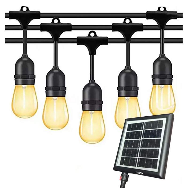 Instalatie LED EDAR Tip Ghirlanda Interior/Exterior/Gradina/Terasa, Becuri Tip Bulb, Lumina Calda, Interconectabila, 2W, Temp...