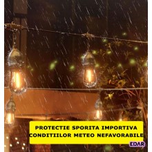 Instalatie LED EDAR Tip Ghirlanda Interior/Exterior/Gradina/Terasa, Becuri Tip Bulb, Lumina Calda, Interconectabila, 2W, Temp...