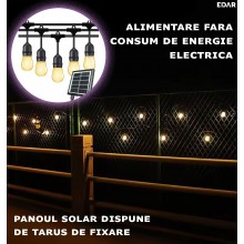 Instalatie LED EDAR Tip Ghirlanda Interior/Exterior/Gradina/Terasa, Becuri Tip Bulb, Lumina Calda, Interconectabila, 2W, Temp...