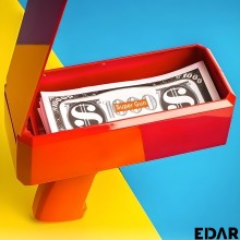 Aruncator De Bani EDAR Pentru Petreceri, Set Cu Bancnote Incluse, Rosu