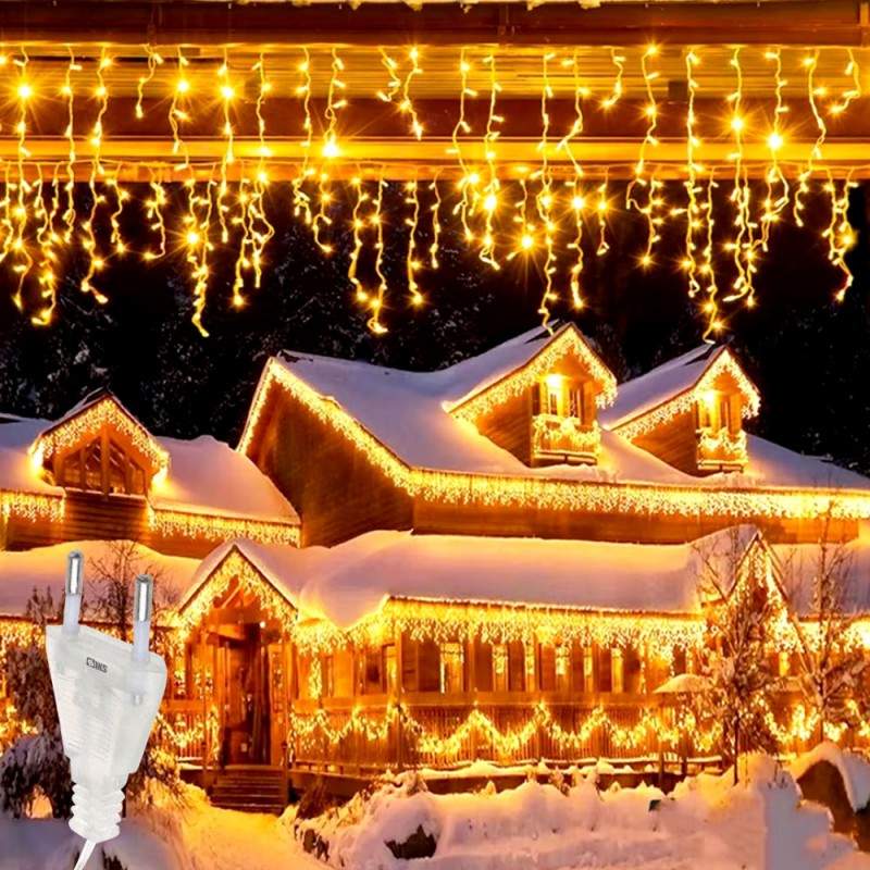 Instalatie Craciun Tip Turturi SIKS, 25 Metri, 500 Led-uri, Pentru Casa / Gradina / Gard, Cu 8 Jocuri De Lumini, Franjuri Cur...