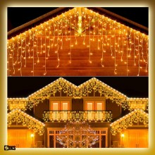 Instalatie Craciun Tip Turturi SIKS, 25 Metri, 500 Led-uri, Pentru Casa / Gradina / Gard, Cu 8 Jocuri De Lumini, Franjuri Cur...