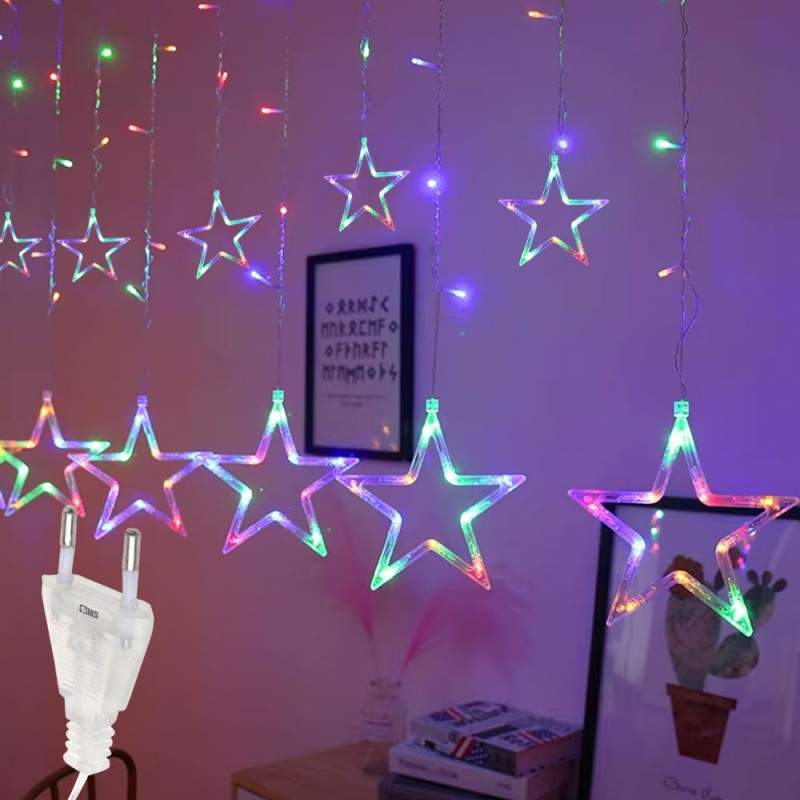 Instalatie Craciun SIKS, Perdea Lumini Led, Stele + Stele, Lumina multicolora, 3M, Interconectabila, 8 Programe Instalatie Craciun SIKS, Perdea Lumini Led, Stele + Stele, Lumina multicolora, 3M, Interconectabila, 8 Programe
