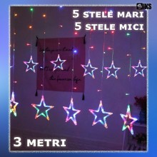 Instalatie Craciun SIKS, Perdea Lumini Led, Stele + Stele, Lumina multicolora, 3M, Interconectabila, 8 Programe Instalatie Craciun SIKS, Perdea Lumini Led, Stele + Stele, Lumina multicolora, 3M, Interconectabila, 8 Programe