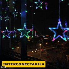 Instalatie Craciun SIKS, Perdea Lumini Led, Stele + Stele, Lumina multicolora, 3M, Interconectabila, 8 Programe Instalatie Craciun SIKS, Perdea Lumini Led, Stele + Stele, Lumina multicolora, 3M, Interconectabila, 8 Programe